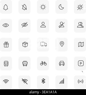 UI Icons Collection – Modern Interface Elements for Web, App and Dashboard Design Stock Vector