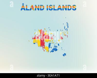 High quality flag map of Aland Islands featuring authentic national colors and iconic flag design perfect for geographic education Stock Vector