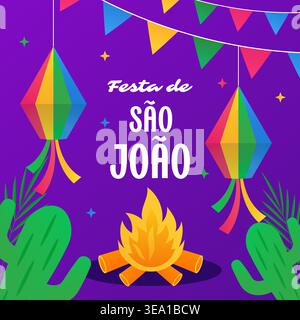 illustration for sao joao festival in gradient design Stock Vector