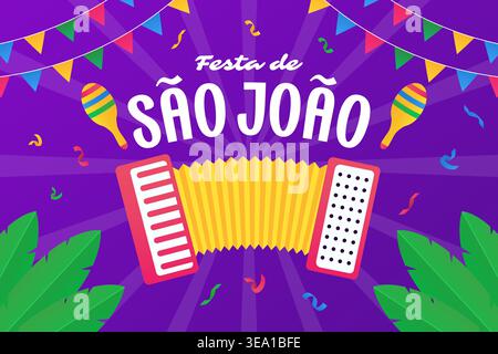 sao joao festival background illustration in gradient style Stock Vector