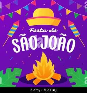 sao joao festival illustration in gradient style design Stock Vector