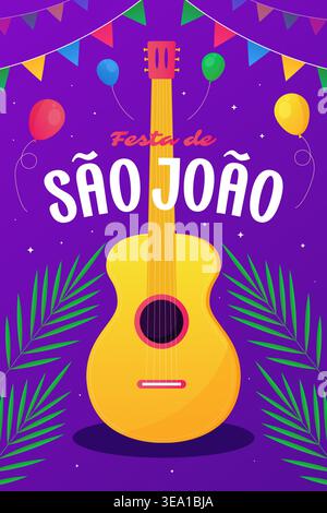 sao joao festival poster illustration in gradient style Stock Vector