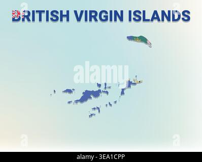 High quality flag map of British Virgin Islands featuring authentic national colors and iconic flag design perfect for geographic education Stock Vector