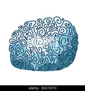 A stylized spherical coral with swirls and complex surface patterns, a marine home for fish Stock Vector