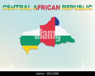 High quality flag map of Central African Republic featuring authentic national colors and iconic flag design perfect for geographic education Stock Vector