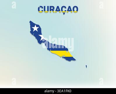 High quality flag map of Curacao featuring authentic national colors and iconic flag design perfect for geographic education Stock Vector