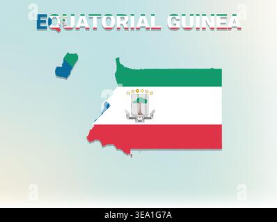 High quality flag map of Equatorial Guinea featuring authentic national colors and iconic flag design perfect for geographic education Stock Vector