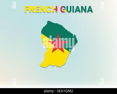 High quality flag map of French Guiana featuring authentic national colors and iconic flag design perfect for geographic education Stock Vector