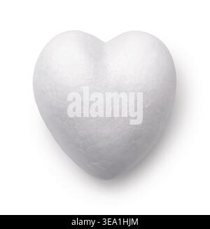 Top view of white styrofoam heart isolated on white Stock Photo