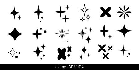 Collection of stylized starburst and sparkle icons Stock Vector