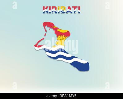 High quality flag map of Kiribati featuring authentic national colors and iconic flag design perfect for geographic education Stock Vector