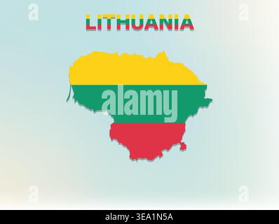 High quality flag map of Lithuania featuring authentic national colors and iconic flag design perfect for geographic education Stock Vector