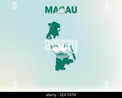 High quality flag map of Macau featuring authentic national colors and iconic flag design perfect for geographic education Stock Vector