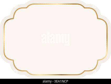 Arabic luxury golden border. Ramadan design element. Elegant frame of vintage decorative label. Classic decorative badge with elegant gold frame Stock Vector