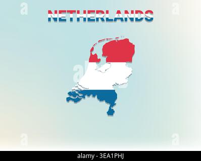Netherlands Country Map Featuring National Flag Colors. Vector ...