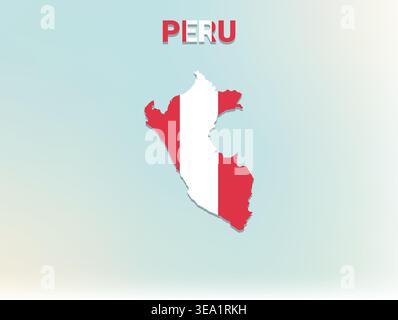 High quality flag map of Peru featuring authentic national colors and iconic flag design perfect for geographic education Stock Vector
