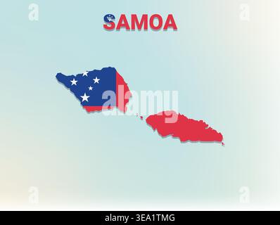 High quality flag map of Samoa featuring authentic national colors and iconic flag design perfect for geographic education Stock Vector