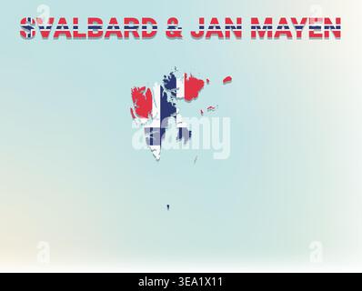 High quality flag map of Svalbard and Jan Mayen featuring authentic national colors and iconic flag design perfect for geographic education Stock Vector