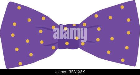 Purple Bow Tie with Yellow Polka Dots Stock Vector