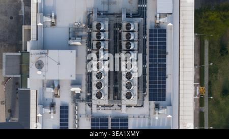 Aerial view of NTT Global Data Centers Thailand Limited with solar ...