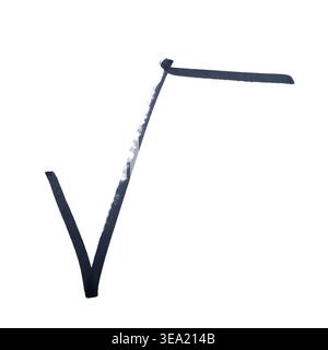 the square root symbol drawn with a black marker on a transparent background Stock Photo