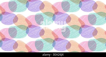 Seamless pattern with chalk stains and abstract organic shapes. Pastel hand drawn texture with risograph print effect for textile or wallpaper. Vector Stock Vector