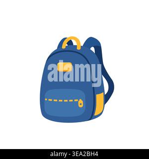 Blue School Backpack Flat Style Illustration Stock Vector