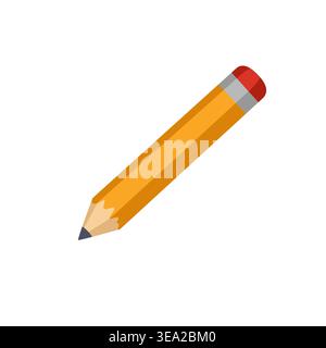 Yellow Pencil Flat Style Icon Illustration Stock Vector