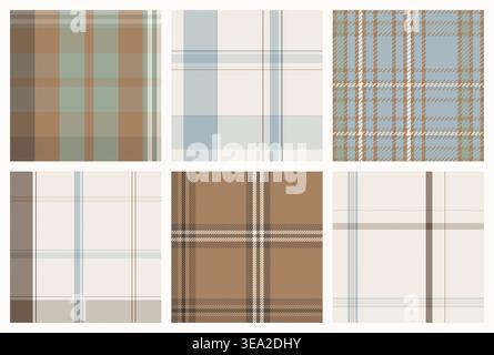 Scandinavian Tartan Plaid Seamless Patterns. Stock Vector