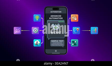 Artificial Intelligence Business Integration and Workflow Automation Vector Graphic Stock Vector
