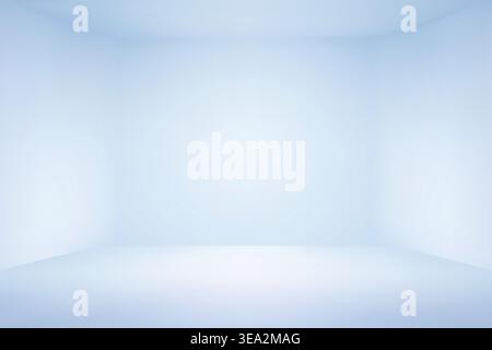 Blue studio room 3d background. Empty limbo lighting interior, blank clean product display. Floor, walls and ceiling in perspective. Presentation scene, podium overlay. Showroom vector mockup. Stock Vector
