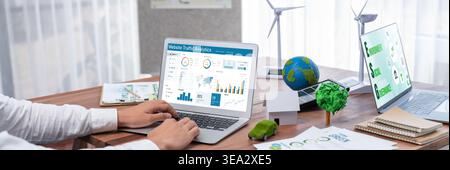 Computer software for website traffic analytics data on computer screen. Concept of SEO search engine optimization and customer targeting for online Stock Photo