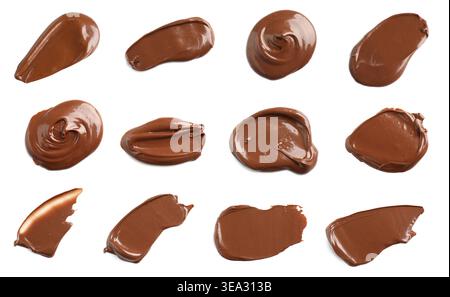 Chocolate paste smears isolated on white, set Stock Photo