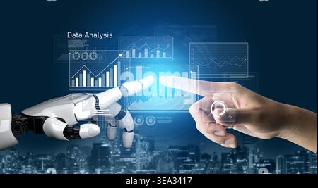 AI enhances business data analytics by automating dashboards, visualizing statistics, and supporting strategic decisions through real-time performance Stock Photo