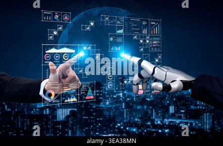 An AI powered big data visualization and business analytics grid. A complex collection of AI charts for comprehensive company reporting. Motif Stock Photo