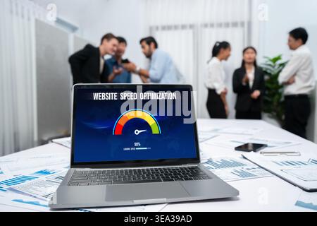 Computer software evaluating website loading speed. Concept of improving website loading speed brisk. Stock Photo