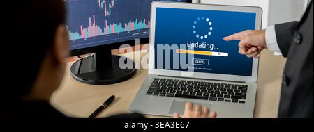 Software update on computer for brisk version of device software upgrade Stock Photo