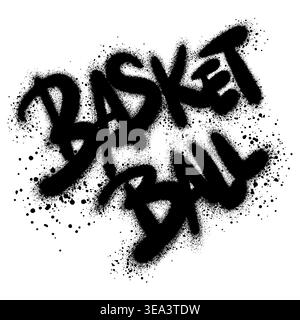 graffiti Basketball text sprayed in black over white. Stock Vector