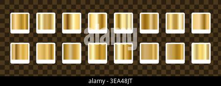 Gold Foil Palette. Luxury metallic gradient swatches. Vector illustration Stock Vector
