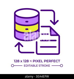 Data migration line color icon Stock Vector