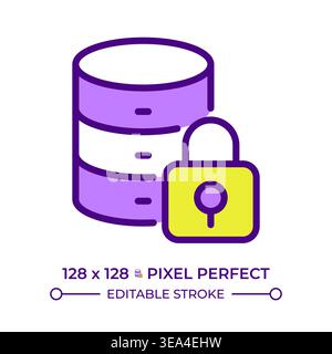 Database security line color icon Stock Vector