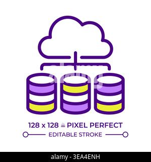 Cloud database management line color icon Stock Vector