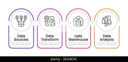 Information processing lifecycle infographic 4 steps Stock Vector