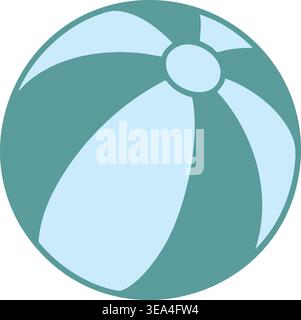 Simple summer illustration of a large inflatable beach ball with curved striped panels in soft pastel colors. Stock Vector