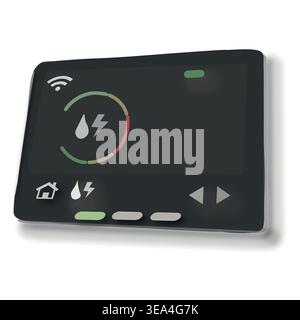 Digital energy monitoring interface with power efficiency and smart control icons. Stock Vector