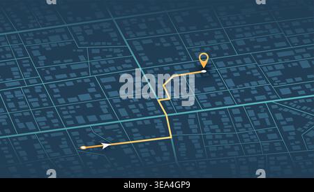 Abstract lines geometric shapes, cartographic texture, creative infographic. Navigation pin. Isometric abstract map background. Transportation and Stock Vector