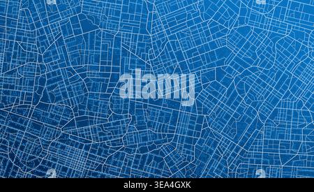 Blue abstract city map with roads and buildings. Urban town plan background. Vector illustration. Stock Vector