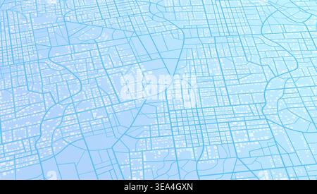 Light blue city map background in perspective view. Abstract urban town plan with streets and building blocks for navigation. Vector illustration. Stock Vector