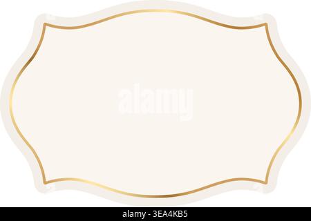 Ornate vintage pastel frame with elegant golden border. Retro badge shape for luxury logos, decorative labels, premium branding, classic emblem design Stock Vector