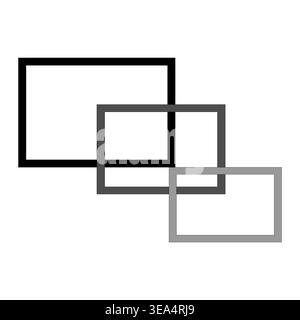 Frames collection. Border Vector. Geometric border shapes. Multi layered grey outline square representations. Stock Vector